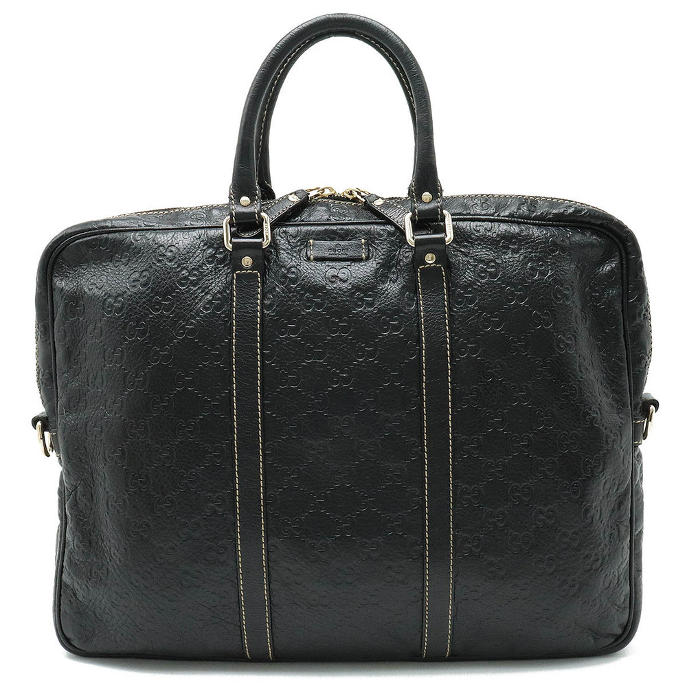 Gucci Guccissima Business Bag Briefcase Leather Black